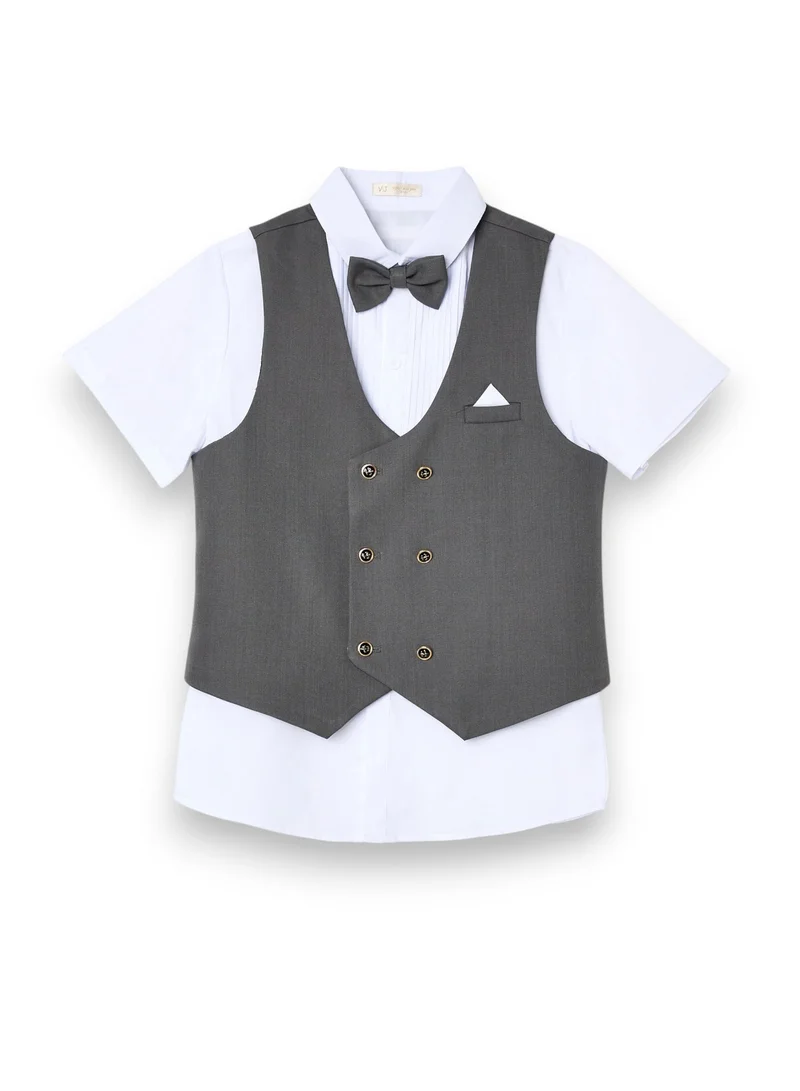Victor And Jane  Boys 4 Piece Set Waistcoat, Shirt, Trousers & Bow Tie Set for Men | Best Price UAE
